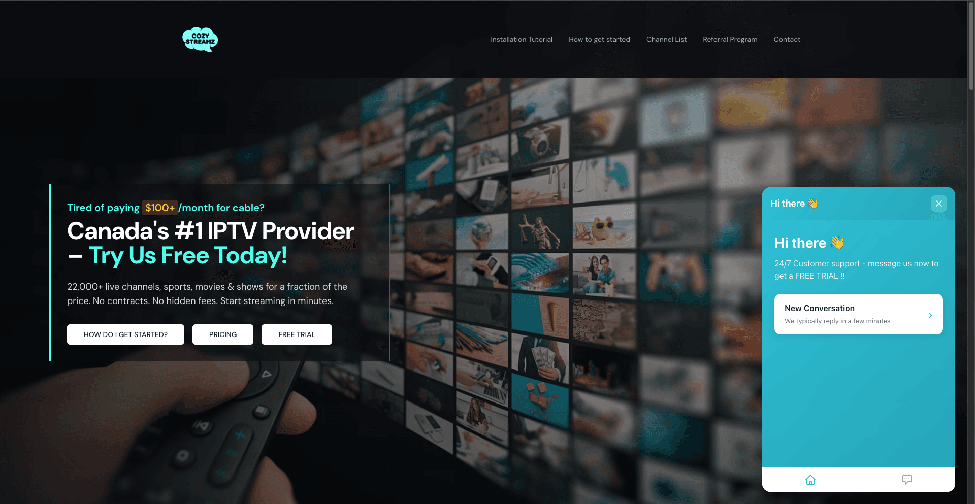 CozyStreamz homepage